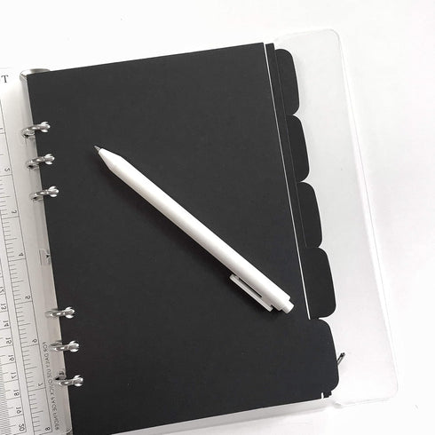 Binder Index PP & Paper Dividers for 8.5 inch/6 inch A5/A6, Horizontal Black Paper