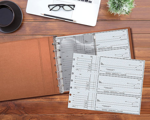 GOLD SEAL 7 Ring Executive Check Binder with Zipper Pouch, Textured Premium Leatherette Cover, for 9 x 13" 3 Per Page Business Checks, 600 Check Capacity Checkbook Holder (Tan) by GOLD SEAL