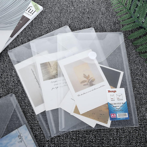 CYEAH 48 Pack Plastic Envelopes, 7 X 10" Clear Reusable Waterproof File Folders with Snap Button for School, Office