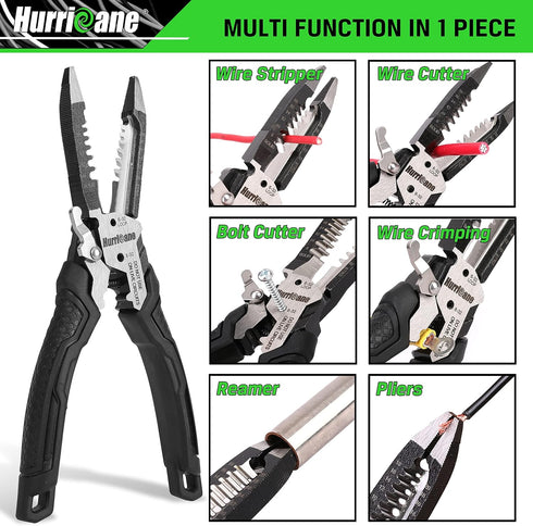 HURRICANE 6-in-1 Wire Stripper Tool, Multifunctional Electrical Pliers for Cable Stripping and Crimping