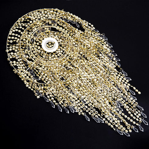 12.6 inches, 3 Waneway Acrylic Chandelier Shade, Ceiling Light Shade Beaded Pendant Lampshade with Crystal Beads
