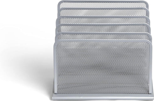TRU RED TR57555-CC 5 Compartment Wire Mesh File Organizer, Silver