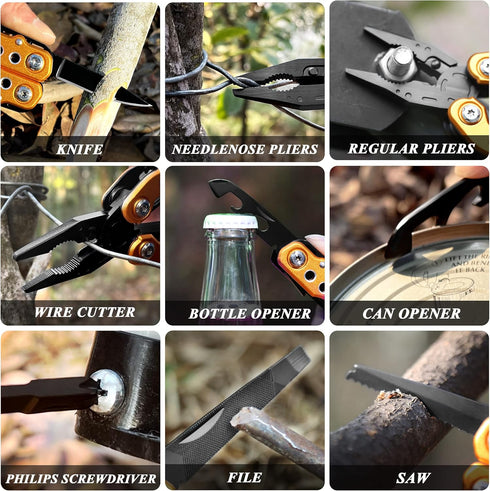 RoverTac 14 in 1 Multitool Pocket Knife, Unique Birthday Gifts for Him, Perfect for Camping, Survival, Hiking, Repairs