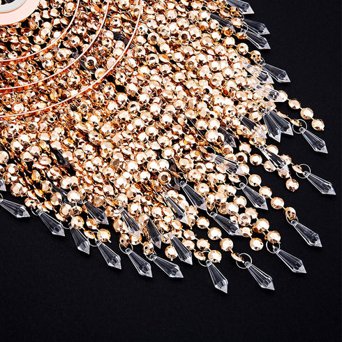 8.7 inches, 3 Waneway Acrylic Chandelier Shade, Ceiling Light Shade Beaded Pendant Lampshade with Crystal Beads