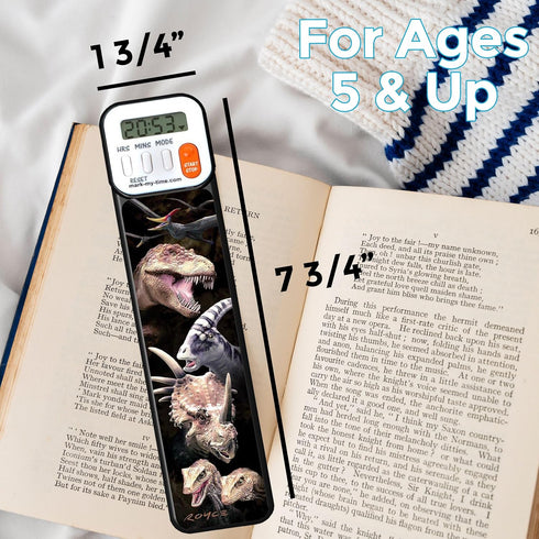 Mark-My-Time Digital Bookmark, Reading Timer and Bookmark for Kids, 3D Dinosaur