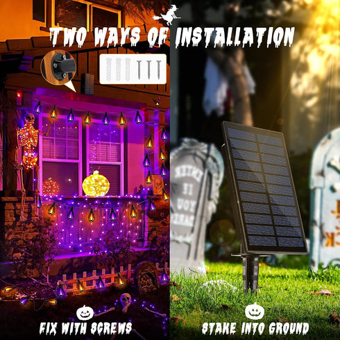 42ft 15 42ft) Flacchi Solar Flame String Lights - LED Lights Outdoor Solar String Lights for Garden Patio Halloween