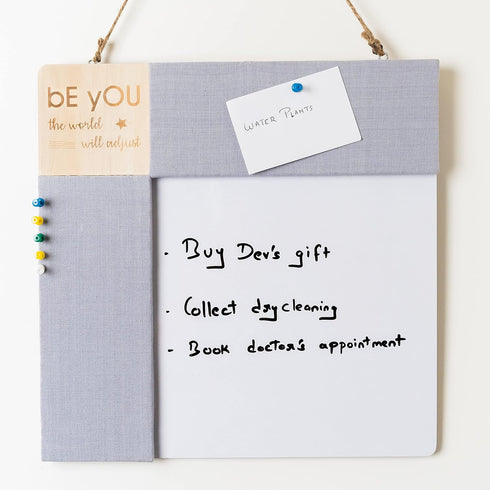 IVEI White Board Pin Board Combo, Dry Erase and Bulletin Board, 14in X 14in, All Purpose Boards
