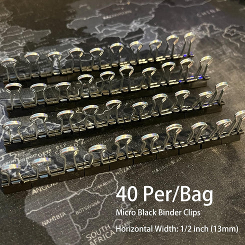 Micro Black Binder Clips, 1/2 Inch Width, 40 PCS, Micro Size Metal Clamp for Office Use