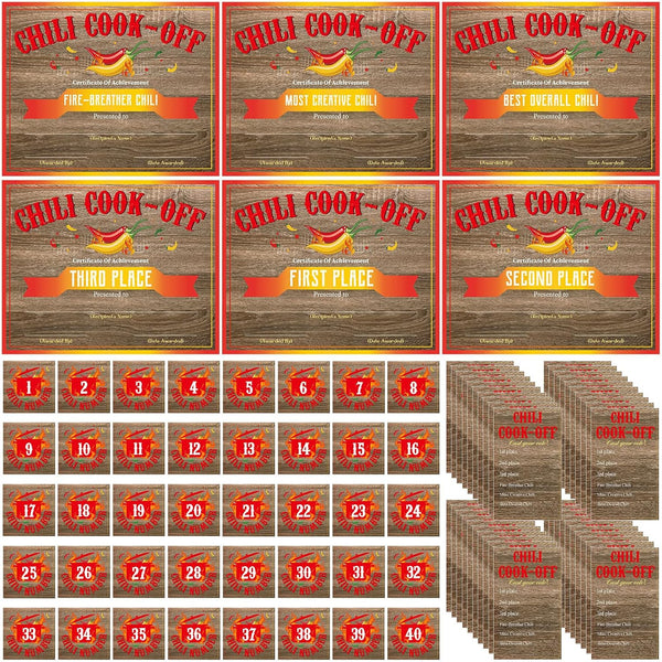 Tenceur 96 Pcs Chili Cook Off Supplies Include Certificate of Commendation, Voting Cards