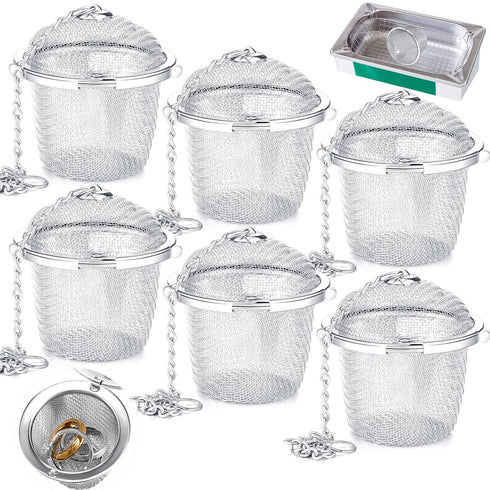 Ultrasonic Cleaner Baskets - Stainless Steel Small Holder with Lock and Hook for Jewelry Steam Cleaner (6 Pieces)