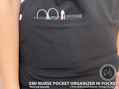Elite Medical Instruments EAO-314-B EMI Nylon 5 Pocket Nurse Scrub Organizer, Black