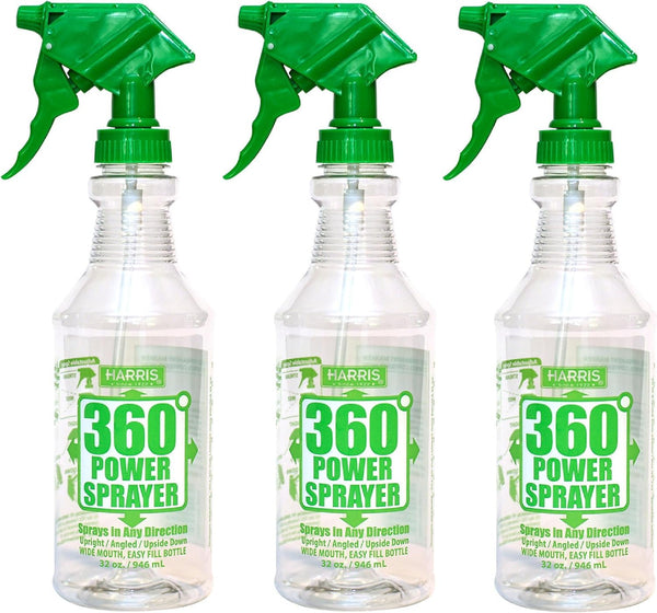 HARRIS Professional Wide Mouth 32oz Empty Spray Bottles, 3-Pack for Cleaning Solutions