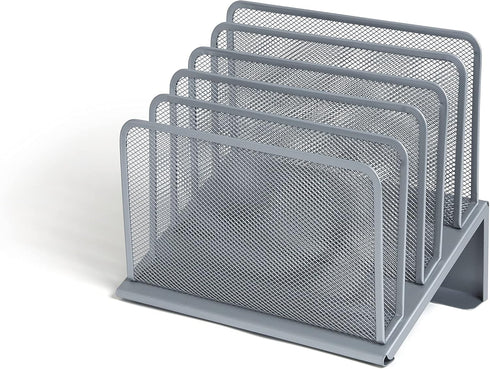 TRU RED TR57555-CC 5 Compartment Wire Mesh File Organizer, Silver