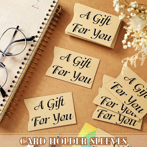 600 3.54 2.36 Inches(Brown) Yinder Pcs Gift Card Sleeves Thank You Key Card Holder Appreciation Mini Money Cash