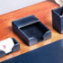Dacasso Navy Blue Bonded Leather Memo Holder, 4" x 6"
