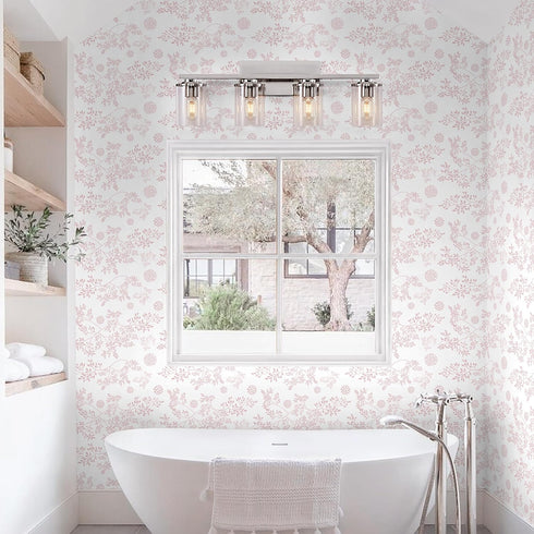 17.3"x196" Heroad Boho Peel and Stick Wallpaper Pink Floral Contact Paper Leaf Wall Paper Removable Self Adhesive