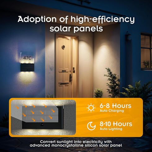 Mofkirg 2025 Solar House Number Light, Up/Down Design, Model, Motion Sensor, Warm White, Waterproof, for Address Sign