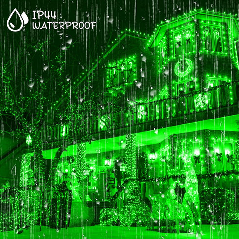 weillsnow 164Ft 500 8 LED Green St. Patrick's Day Lights, Waterproof Twinkle with Memory Functions Green String Lights
