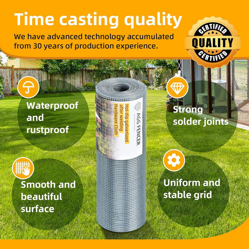 16inch 50ft 1/4 inch 23Ga, x Hardware Cloth Chicken Wire Fencing Hot Dipped Galvanized After Welding Garden Plant