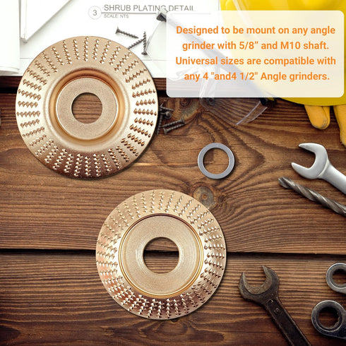 4PCS Wood Carving Disc Set for 4" or 4 1/2" Angle Grinder, Stump Tool Grinder Disc Wheel Attachments for Woodworking