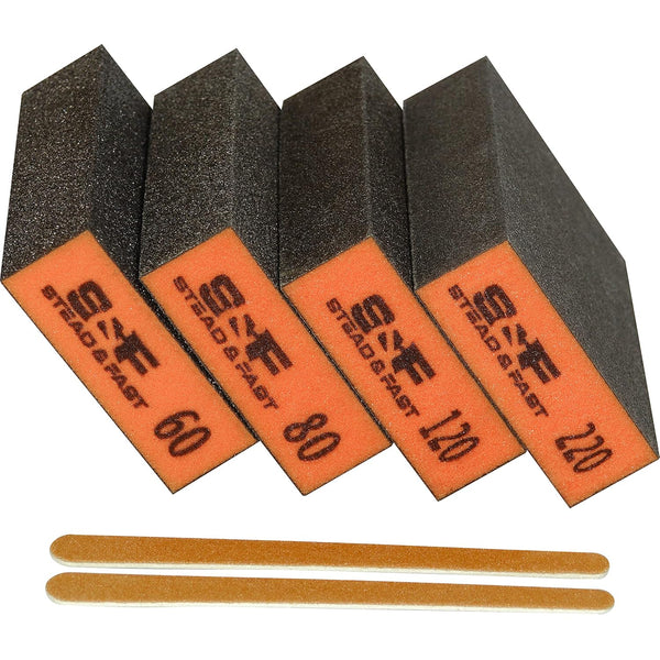 Sanding Sponge Set, 4 Pcs 60 80 120 220 Coarse Medium Fine Grit Sanding Blocks for Drywall Metal Wood by S&F STEAD &