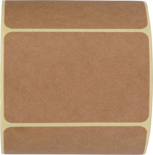 Camp Galaxy 2x3 Inch Natural Brown Kraft Stickers, 350 Per Roll, Rectangular Blank Stickers for Crafts