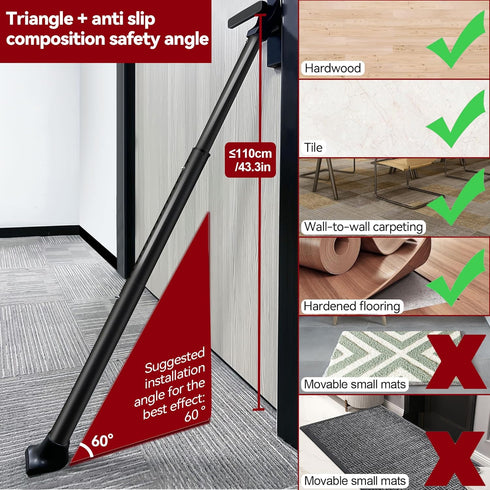 Jammer (1 Pack,Black) AceMining Upgraded Door Security Bar & Sliding Patio Bar, Heavy Duty Stoppers Adjustable