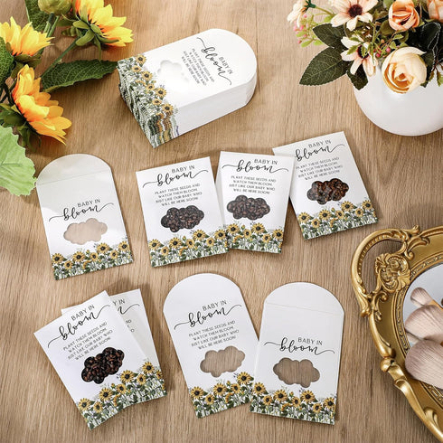Fumete 100 Pcs Baby Shower Party Favor Seed Packet Baby in Bloom Kraft Bags with Window