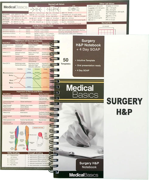Surgery H&P Notebook with 4 Day SOAP - Medical History and Physical Notebook, 50 Medical Templates with Perforations
