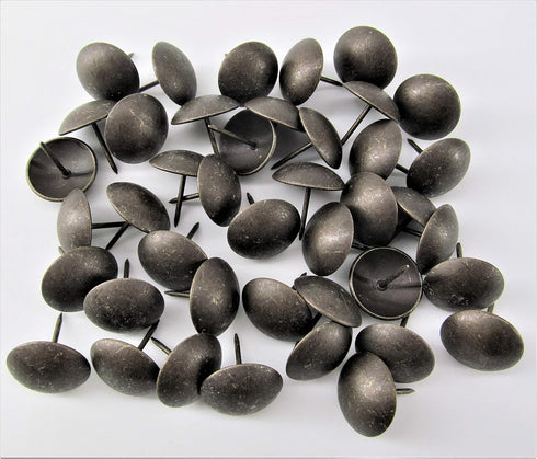 Premium Upholstery Tacks, 1-inch Diameter Nailhead Pins, Large Decorative Trim for Furniture (50, Dark Natural)