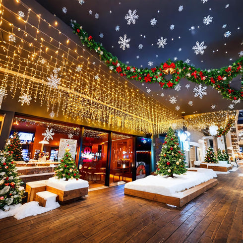 Zenlrs 33FT 240 40 24in 8 Christmas Icicle String Lights LEDs Strips Each Short Curtain Fairy Hanging Ceiling