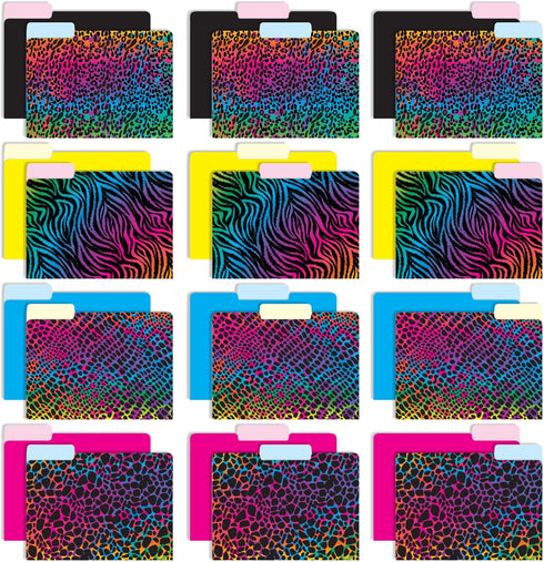 Global Printed Products Deluxe Designer File Folders, 1/3 Cut Tab, Assorted Positions, 24/pk - Letter Size