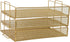 Martha Stewart Ryder 3 Tier Desk Letter Tray Organizer, Stackable Steel Mesh Inbox Tray for Files and Papers (Gold)