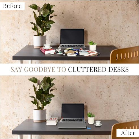 Birch Desktop Whiteboard (Charcoal) with Storage & Multiple Markers, Glass Dry Erase Board for Desk Top