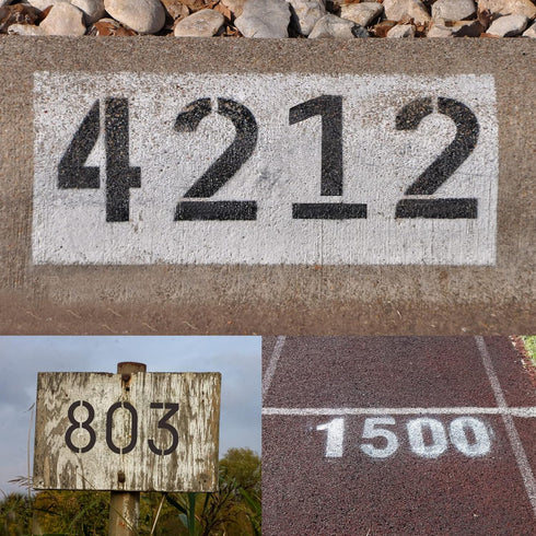 5 inch Number Stencils, 20PCS 0-9 Address Curb Stencil Kit, Reusable Plastic Interlocking Stencils with Masking Tape