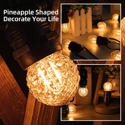 E26 Bulbs,1W Bulb,10 Bulbs 2200K Strings,Non-Dimmable,Glass,2-Pack Amber Small LED Light Small Edison Watt