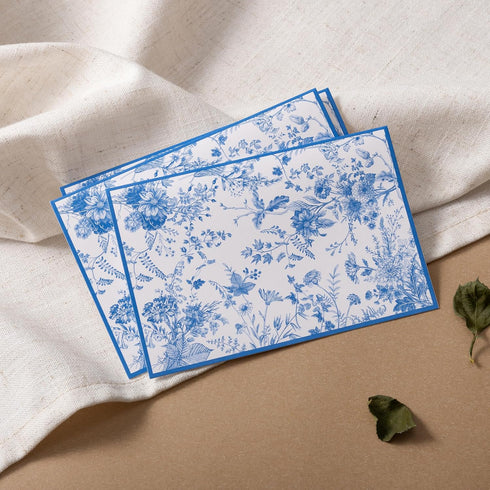 50 Pack Crisky Blue Floral Blank Note Cards with Envelopes & Stickers, Gold Foil Bridal Shower Thank You Cards Greeting