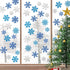 Whaline Snowflake Cut-Outs - 48Pcs Glitter Blue Silver Double-Sided Holiday Cut-Outs with Glue Point for Winter