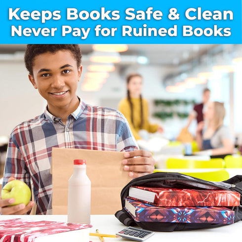 Jumbo Stretchable Book Cover Food Design 3 Pack for Hardcover Textbooks, Washable and Reusable