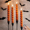 Orange Pumpkin Halloween Flameless Taper Candles with Remote, Flickering Spooky LED Wax