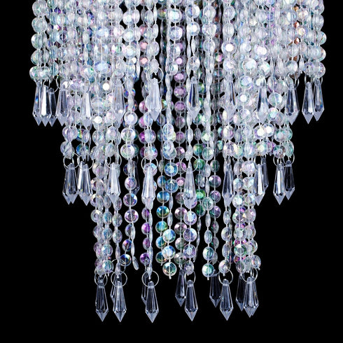 8.6 inches Sparkling Iridescent Beaded Chandeliers Diameter for Wedding Centerpiece Living Room Bedroom Event Party