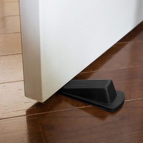 S&T INC. Heavy Duty Rubber Door Stopper - Black, 4.8 in. x 2.2 in. x 1.3 in, 4 Pack