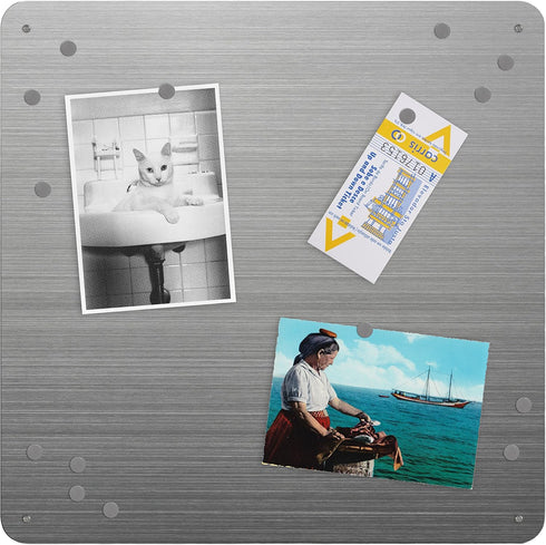 Three by Three Seattle 15 x 15 Inch Metal Frameless Magnetic Bulletin Board with 15 Magnets for Memos, Photos, Lists, and More in Office, Home, or School Décor (Stainless Steel) (32430) by Three by Three