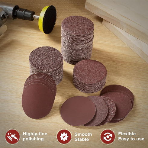 S SATC 100PCS 2 Inch Sanding Disc, 60 Grit Hook and Loop Sandpaper for Grinder Rotary Tools Attachment