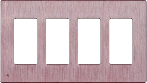 ENERLITES Elite Series Screwless Decorator Wall Plate, Child Safe Outlet Cover, 4-Gang, Brushed Rose Gold, SI8834-BRG