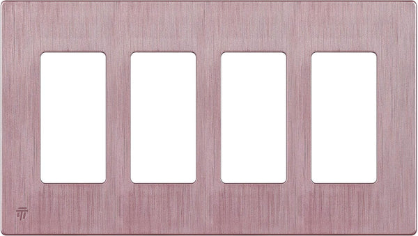 ENERLITES Elite Series Screwless Decorator Wall Plate, Child Safe Outlet Cover, 4-Gang, Brushed Rose Gold, SI8834-BRG