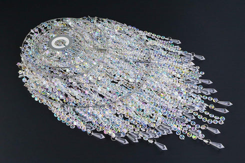 3 12.6 inches, Waneway Large Tiers Beads Pendant Shade, Ceiling Chandelier Lampshade with Acrylic Jewel Droplets