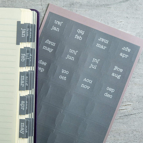 DiverseBee Laminated Planner, 24 Peel and Stick Tabs (12 Month, 12 Blank) for Retro Monthly Dividers