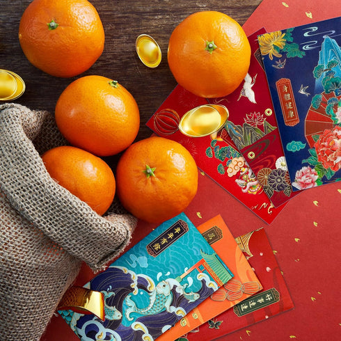 Chinese New Year Red Envelopes, 6 Design Foil Gold Red Packet for Spring Festival, 36 Pack