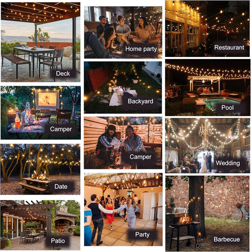 50FT Dimmable 27 Bulbs,Vintage DAMAING Outdoor String Lights Waterproof,LED Patio Lights with Bright Shatterproof Retro